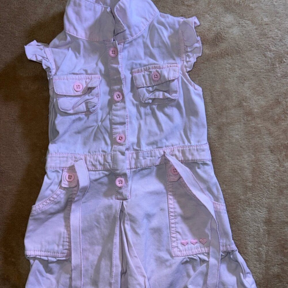 Vtg Children's Place Girls 24 Months Pale Pink Button Sleeveless Tie Belt Dress